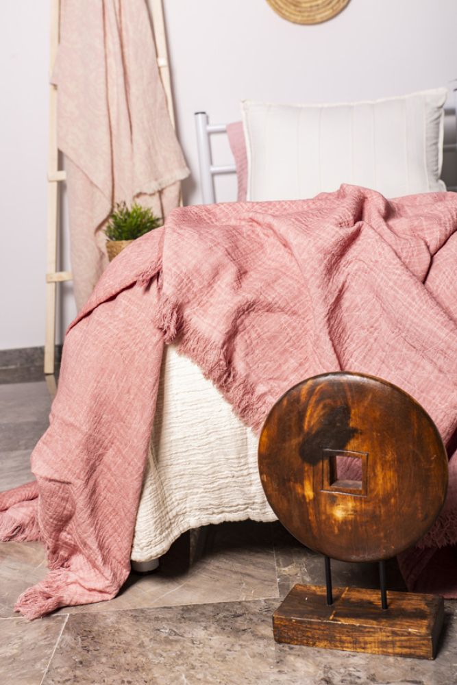 Yatak Örtüsü. Pike. 100 Pamuk. Tek kişilik. Siesta. Gül Kurusu 231