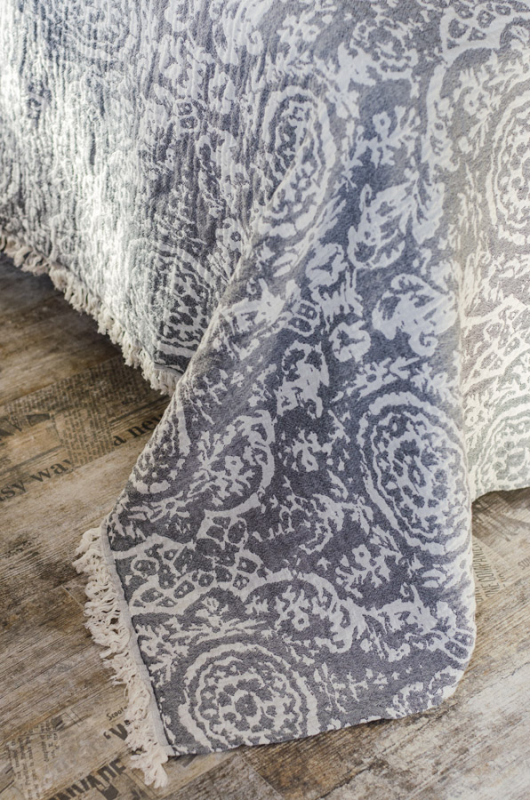 Yatak Örtüsü, Pike, Çift Kişilik, Etnik Koyu Gri 277.78