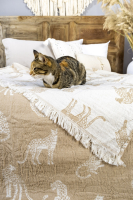 Yatak Örtüsü, Pike, Çift Kişilik, Leopar, Bej