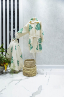 Kimono, El Baskılı, Mercan, Yeşil 
